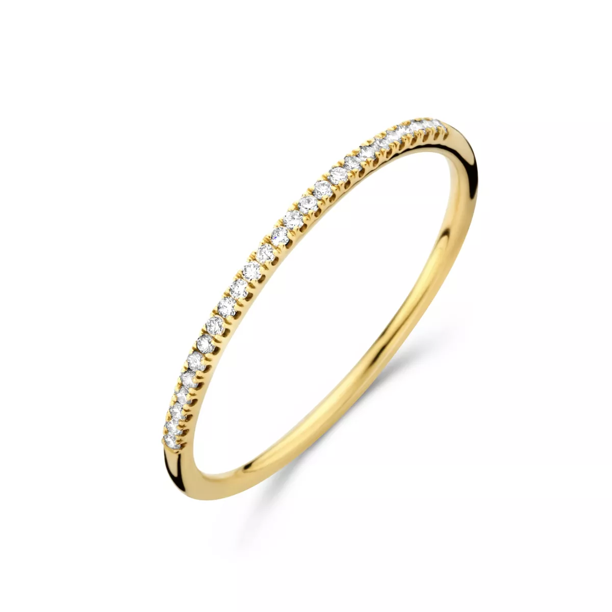 Ring geelgoud met diamant 0.083ct en 1,3 mm breed