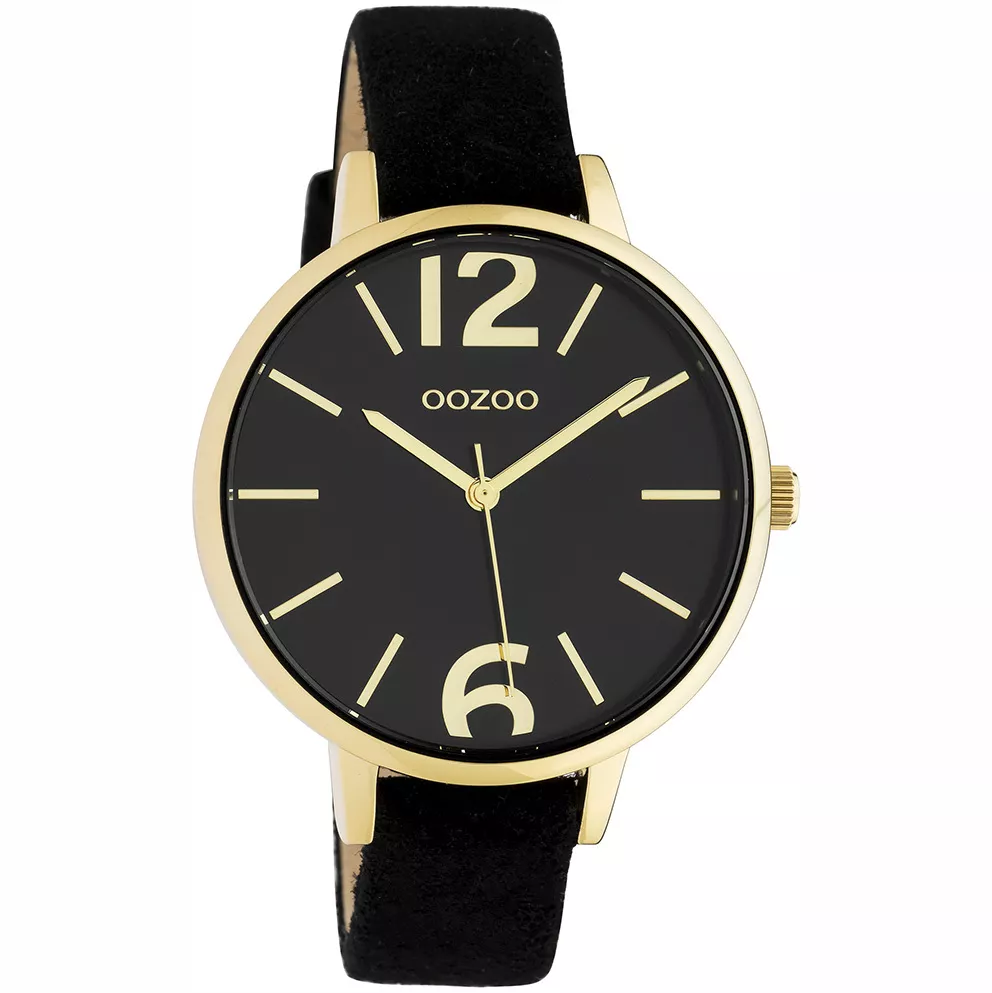 OOZOO C10836 Horloge Timepieces staal-leder goudkleurig-zwart 42 mm