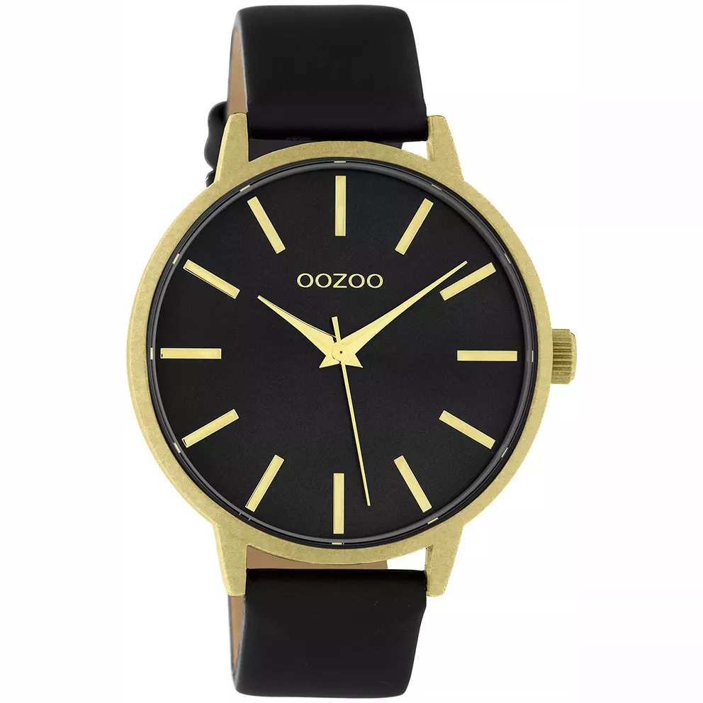 OOZOO C10838 Horloge Timepieces staal-leder goudkleurig-zwart 42 mm
