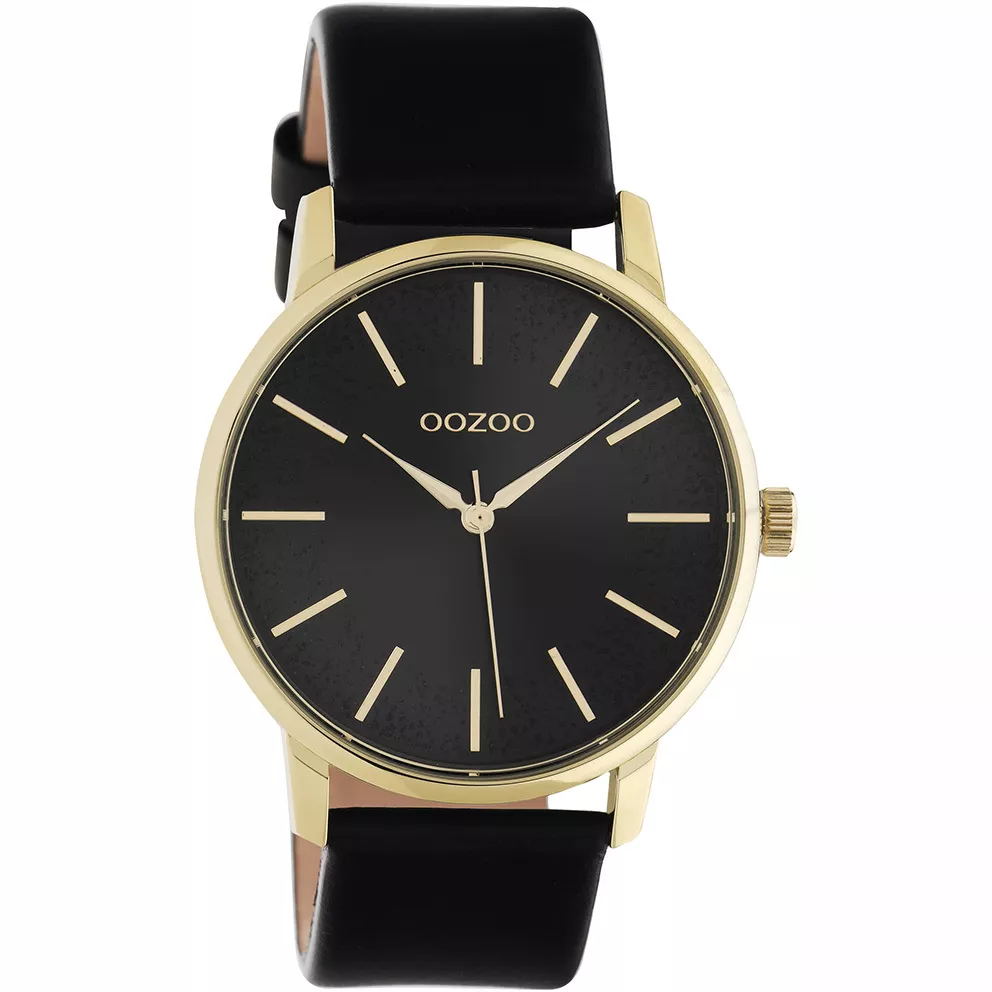 OOZOO C10839 Horloge Timepieces staal-leder goudkleurig-zwart 40 mm