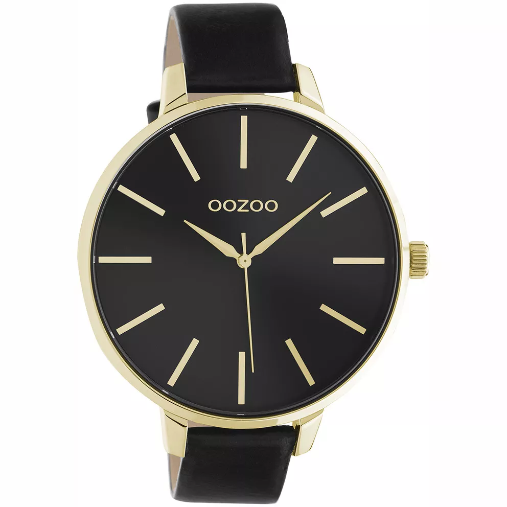OOZOO C10844 Horloge Timepieces staal-leder goudkleurig-zwart 48 mm