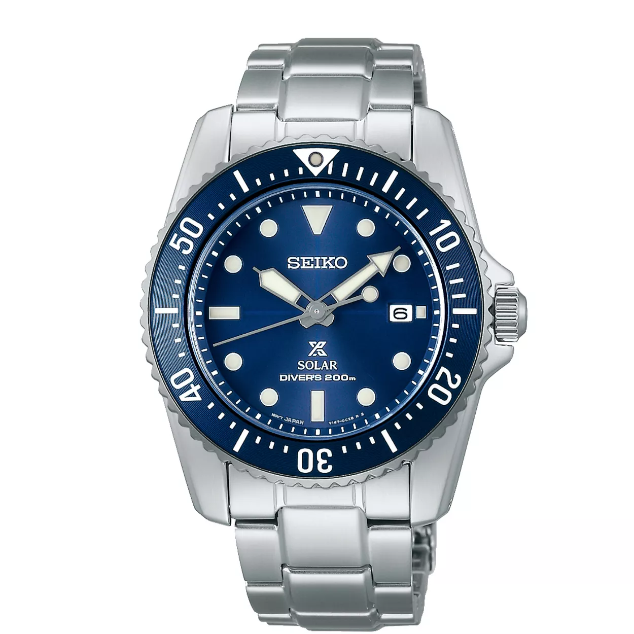 Seiko SNE585P1 Horloge Prospex Solar staal zilverkleurig-blauw 38,5 mm