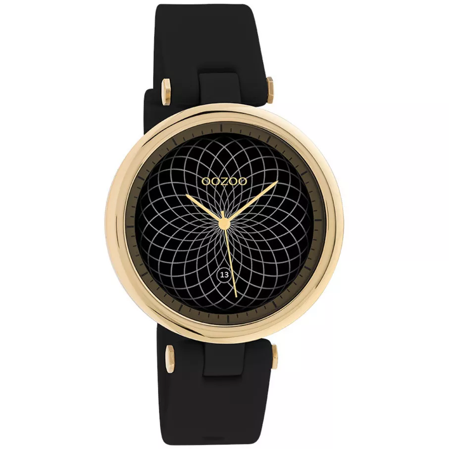 OOZOO Q00405 Smartwatch staal-rubber goudkleurig-zwart 38 mm