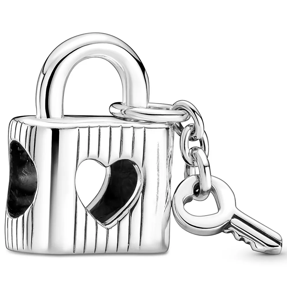 Pandora 790095C01 Bedel Padlock and Heart Key zilver-emaille zwart