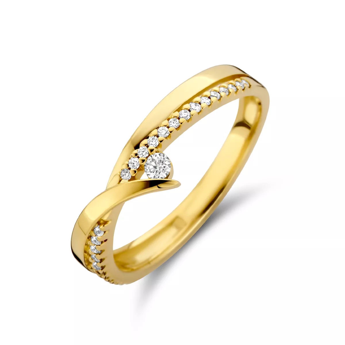 Ring Fantasie geelgoud met diamant 0.13ct H Si 6 mm