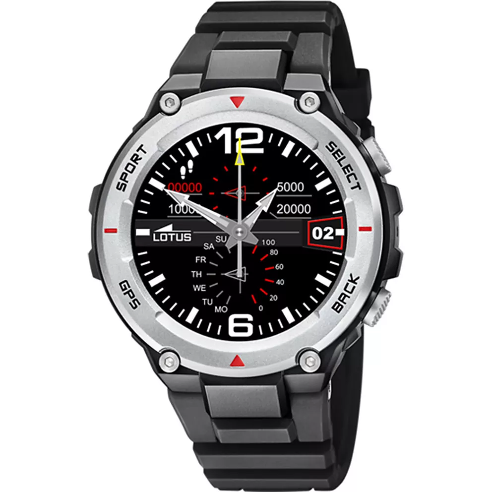 Lotus 50024/2 Horloge Smartime smartwatch kunststof zwart-zilverkleurig 51 mm