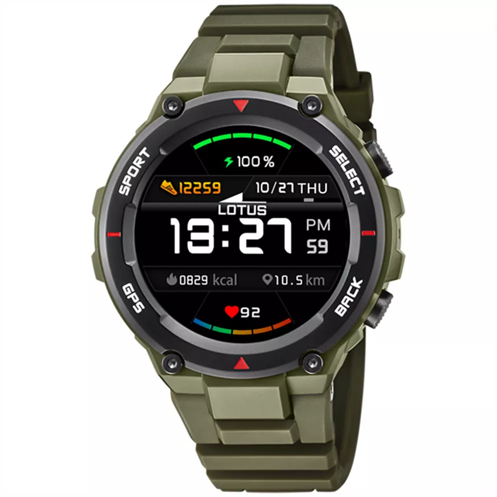 Lotus 50024/3 Horloge Smartime smartwatch kunststof zwart-groen 51 mm 