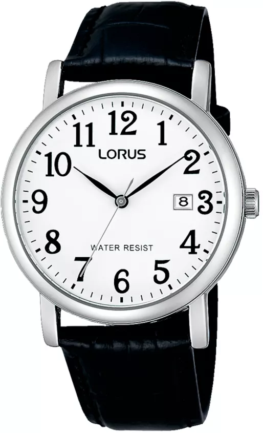 Lorus RG835CX5 horloge staal-leder zilverkleurig-zwart 37,5 mm
