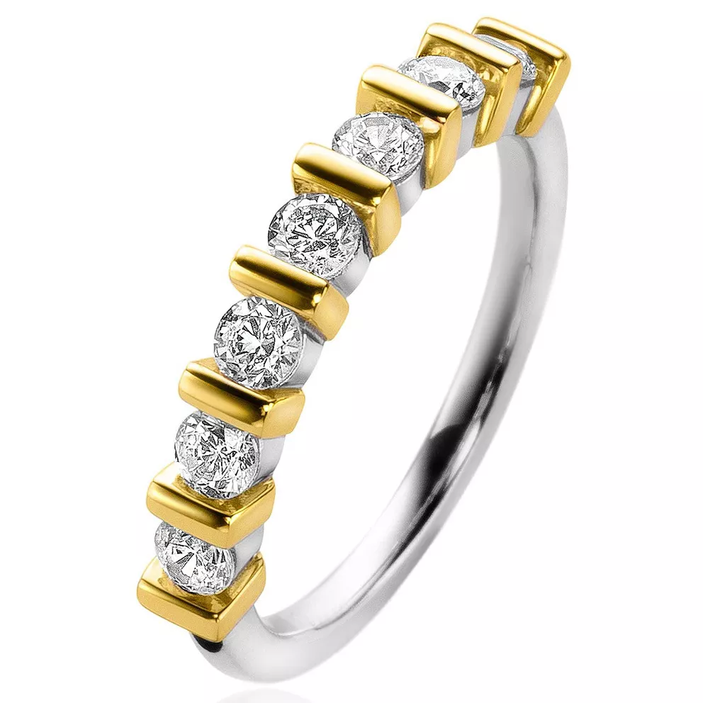 Zinzi ZIR2251 Ring Vierkant-Rond zilver-zirconia goud- en zilverkleurig