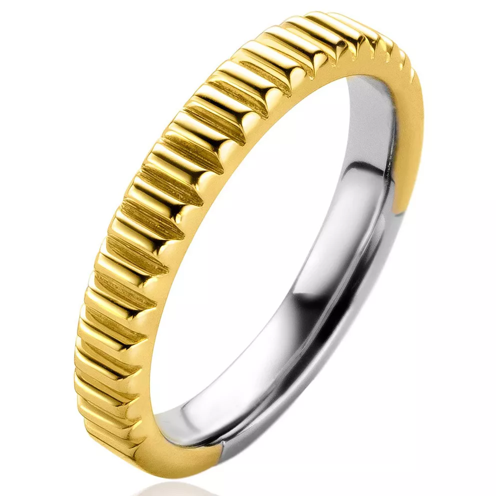 Zinzi ZIR2245 Ring Ribbel zilver goud-en zilverkleurig