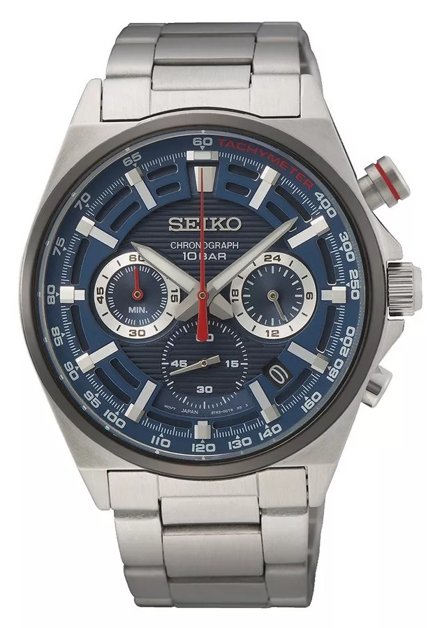 Seiko SSB407P1 Horloge Chronograaf zilverkleurig-blauw 41 mm 