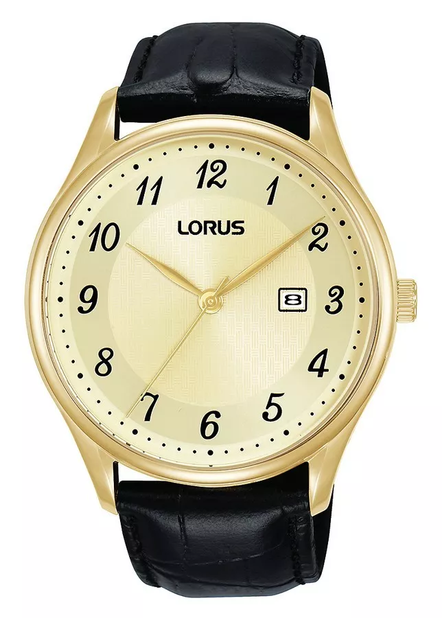 Lorus RH908PX9 Horloge staal-leder goudkleurig-zwart 42 mm