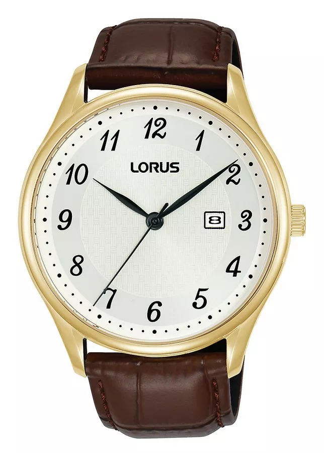 Lorus RH910PX9 Horloge staal-leder goudkleurig-bruin 42 mm