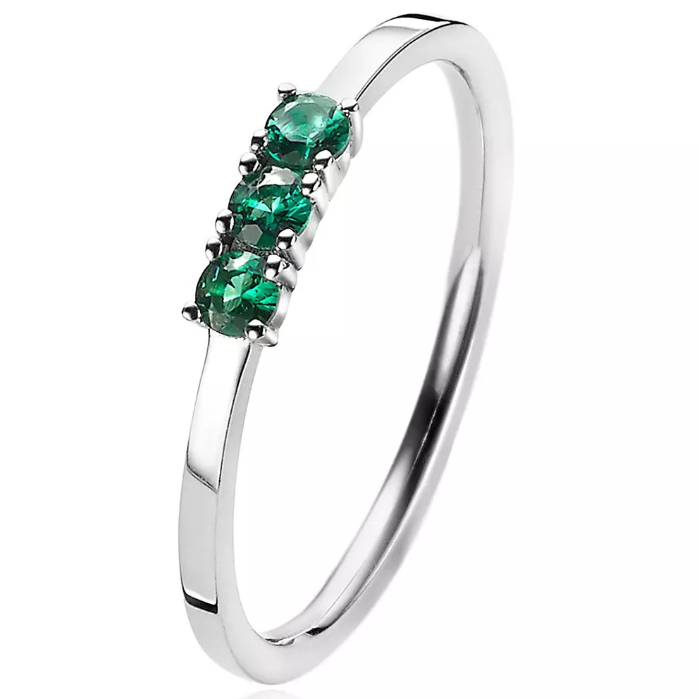 Zinzi ZIR2127G Ring Chaton zilver-kleursteen groen