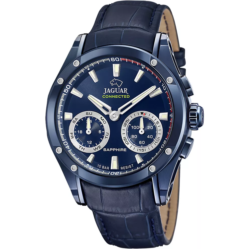 Jaguar J961/1 Horloge Acier Hibryd staal-leder blauw 45 mm