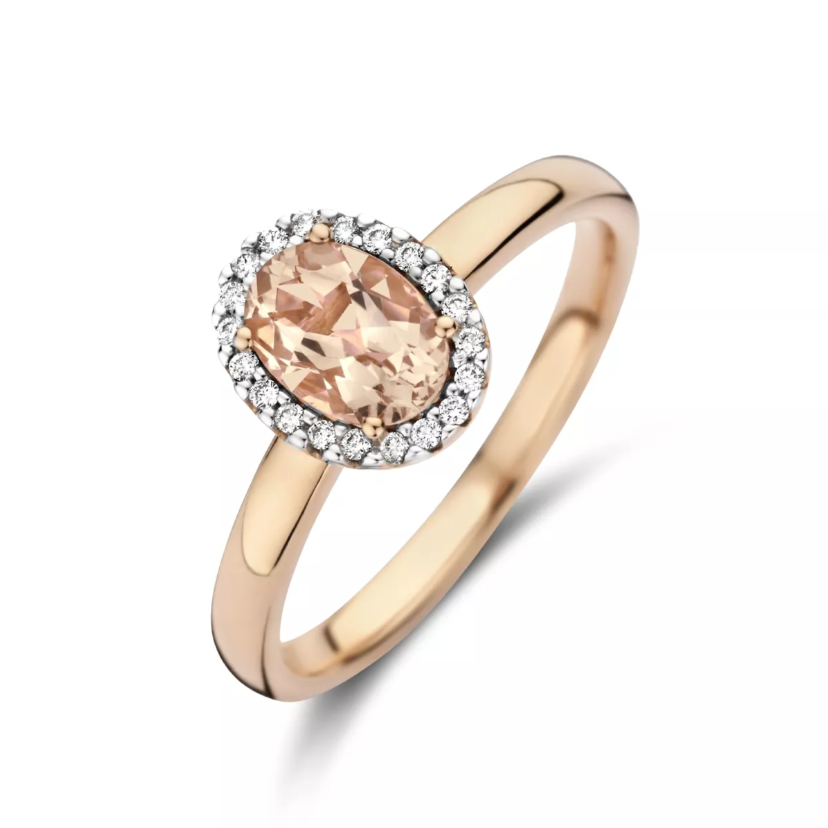 Ring rosegoud-diamant 0.08ct H Si rosekleurig-rood-wit