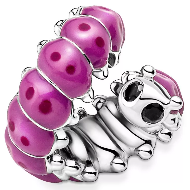 Pandora 790762C01 Bedel Cute Curled Caterpillar zilver-emaille roze