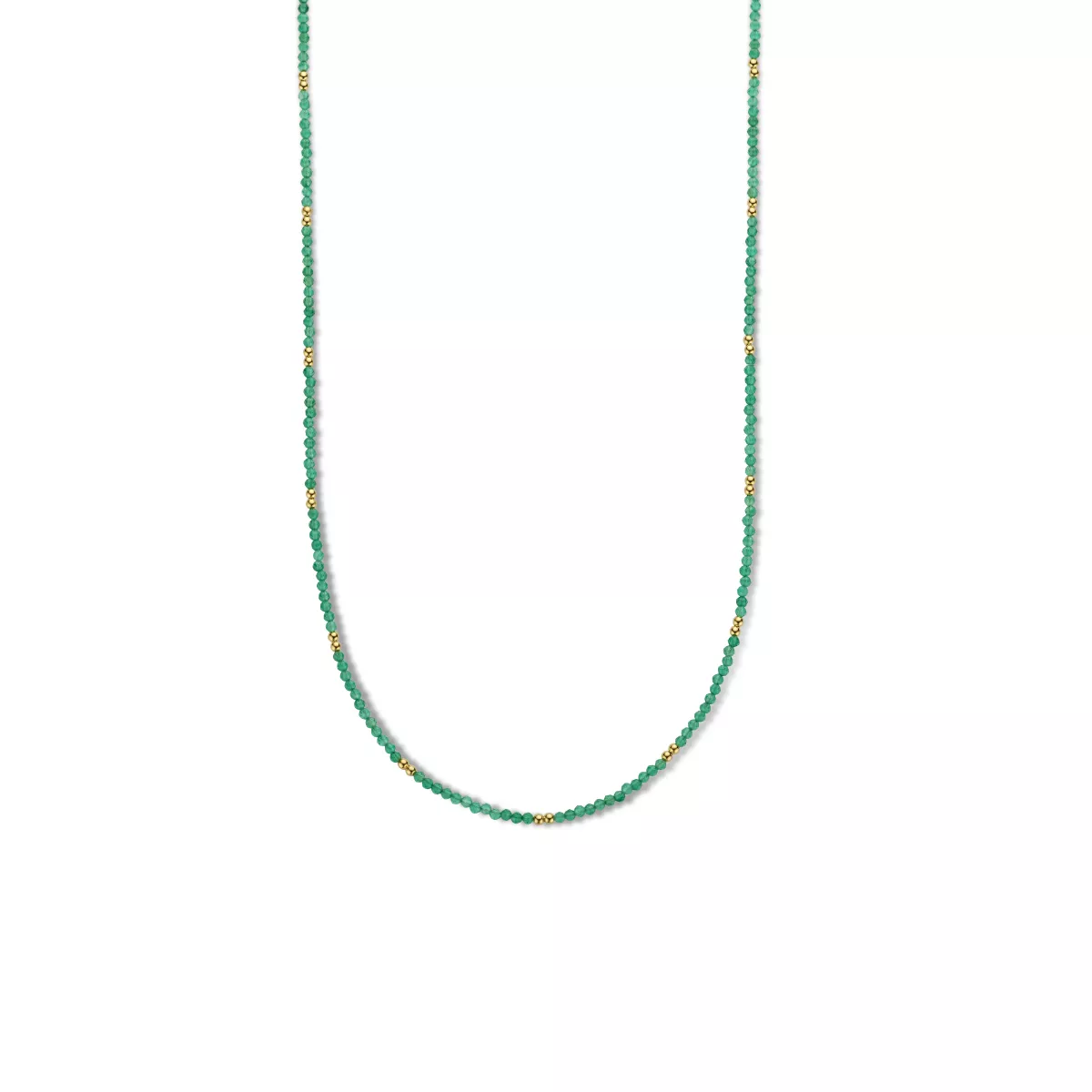 Ketting Bolletjes zilver-agaat goudkleurig-groen 2,2 mm 40-44 cm
