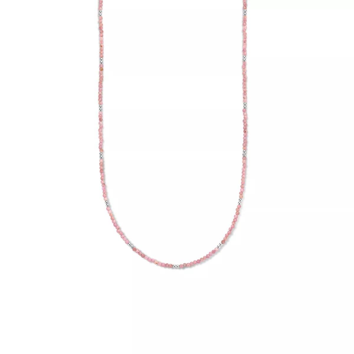 Ketting Bolletjes zilver-toermanlijn roze 2,2 mm 40-44 cm