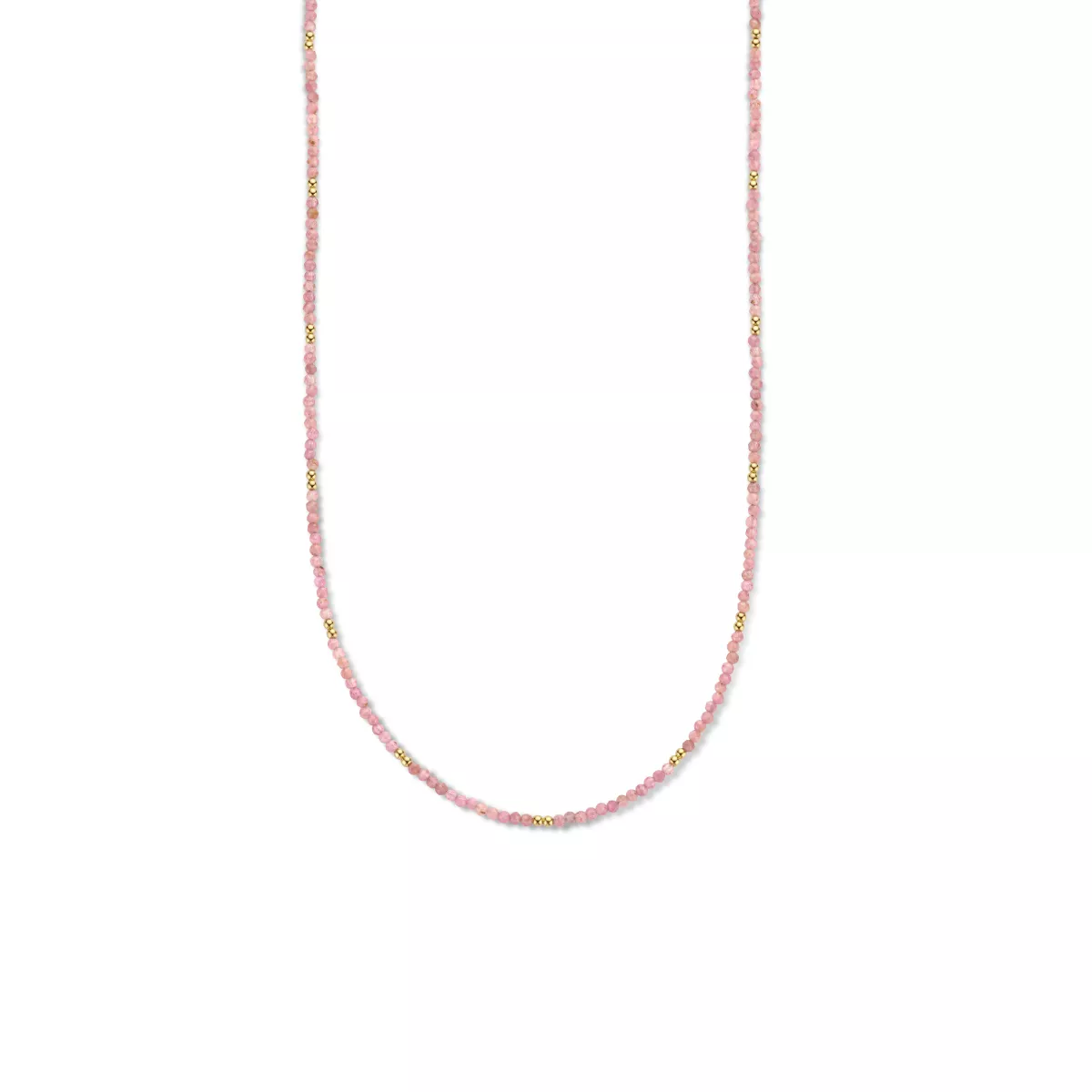 Ketting Bolletjes zilver-toermanlijn goudkleurig-roze 2,2 mm 40-44 cm