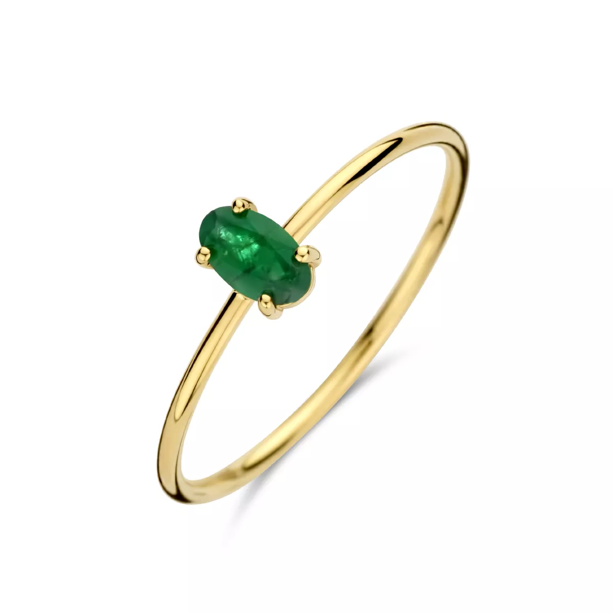 Ring geelgoud-smaragd goudkleurig-groen 5 mm