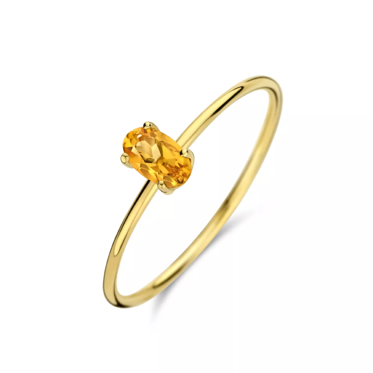 Ring geelgoud-citrien goudkleurig-geel 5 mm