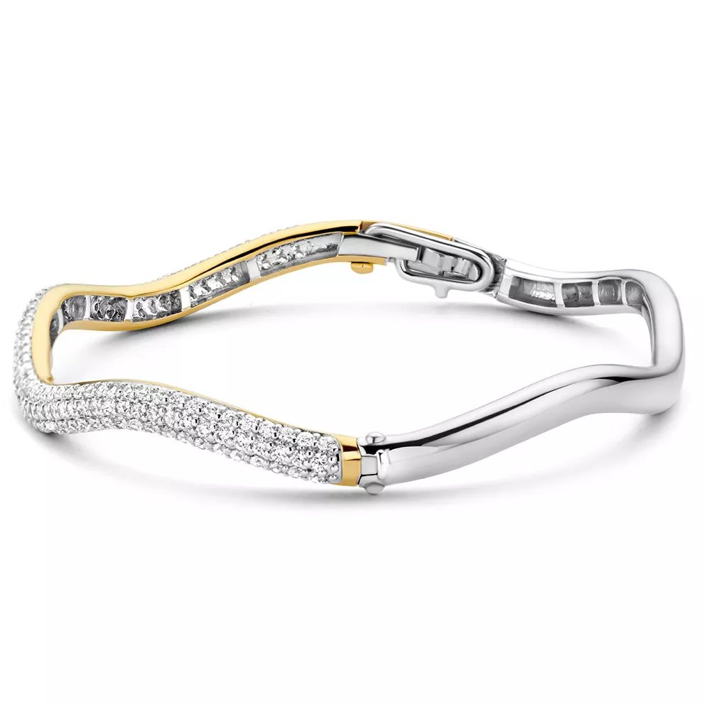 TI SENTO-Milano 2991ZY Armband Bangle zilver-zirconia goud- en zilverkleurig-wit 4 mm