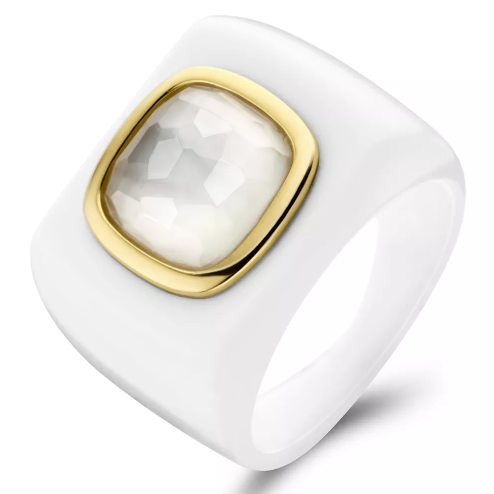 TI SENTO-Milano 12255WA Ring Mother of Pearl zilver-parelmoer wit-goudkleurig 15 mm