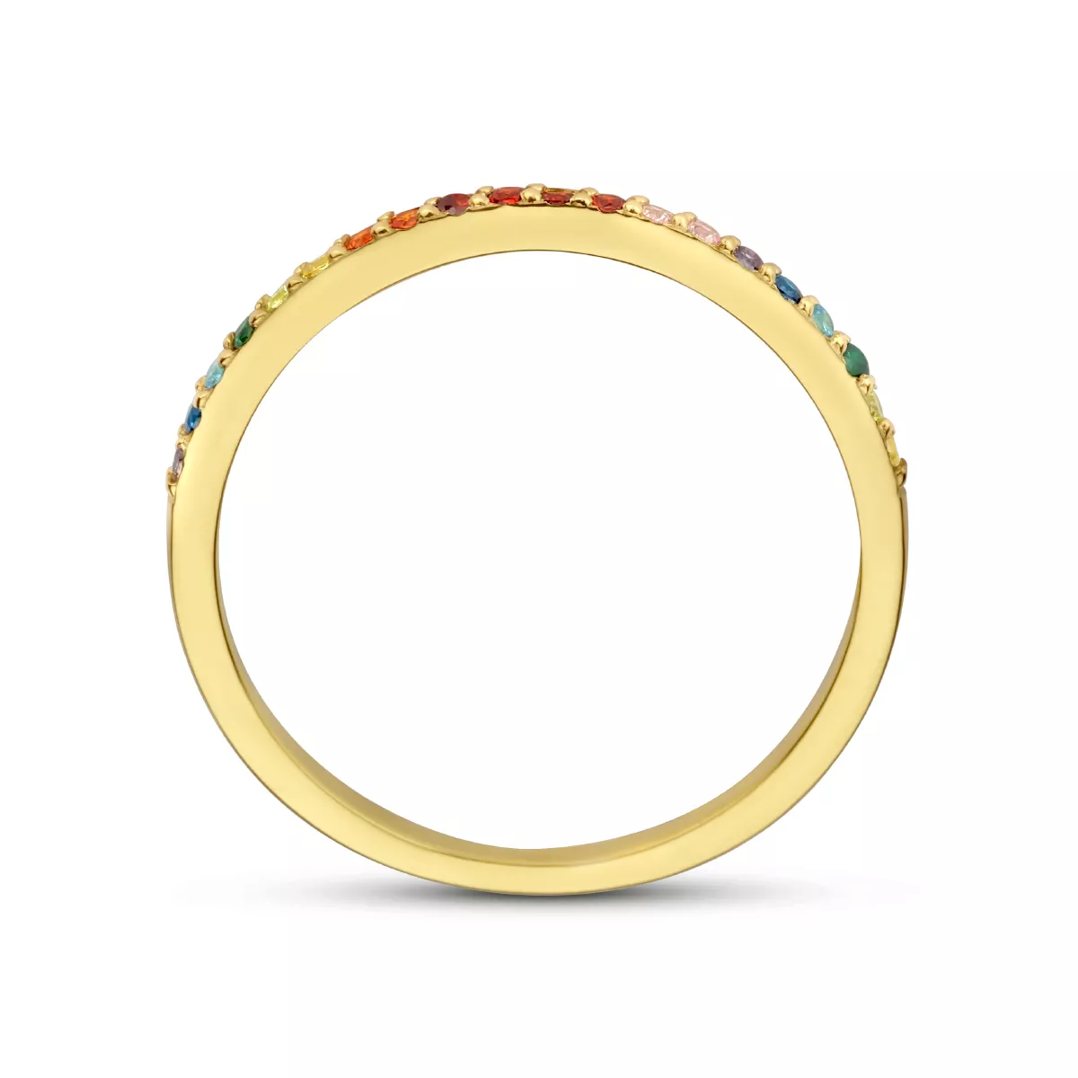 Ring Fantasie zilver-zirconia goudkleurig-meerkleurig 1,5 mm