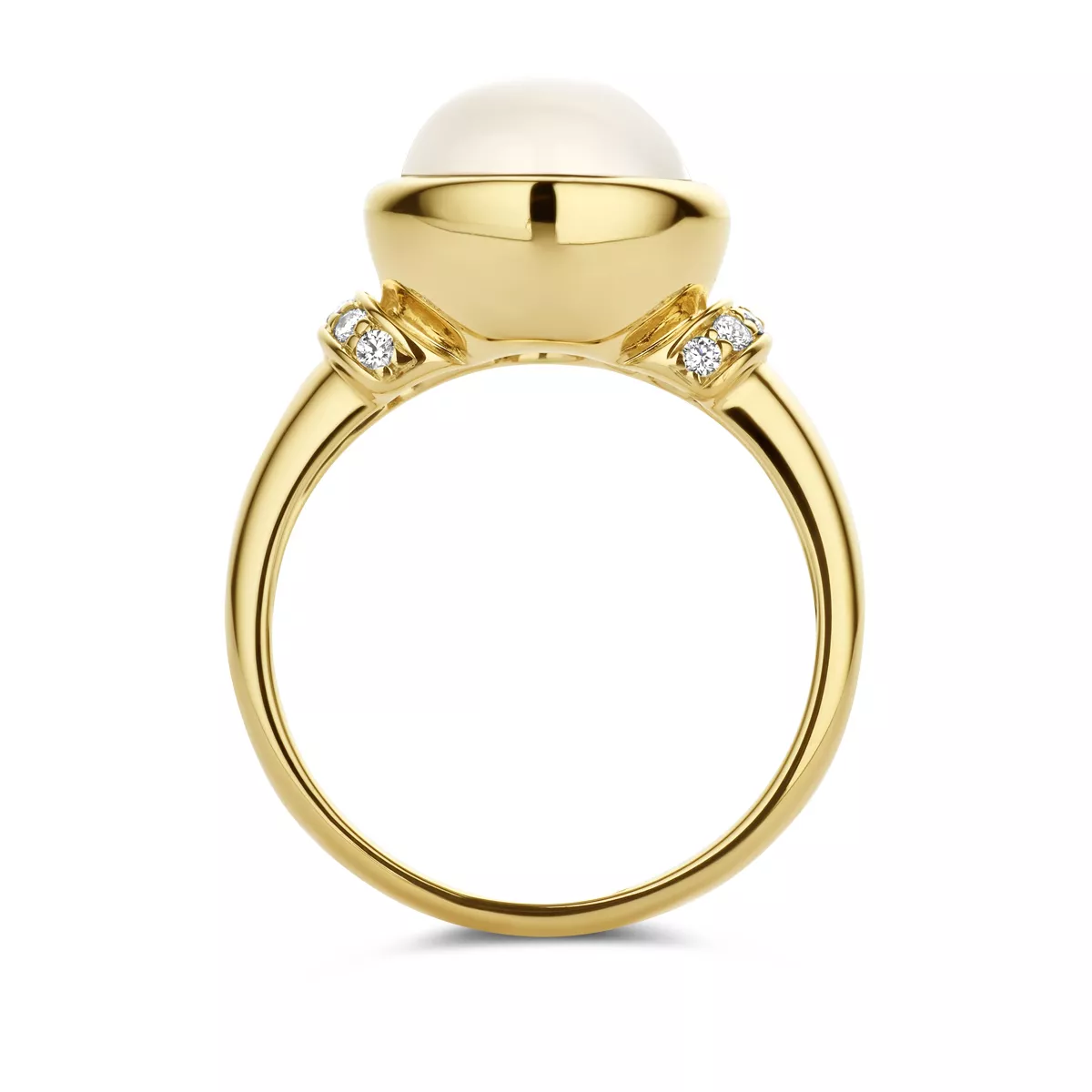 Ring geelgoud-maansteen-diamant 0.08ct H Si goudkleurig-wit