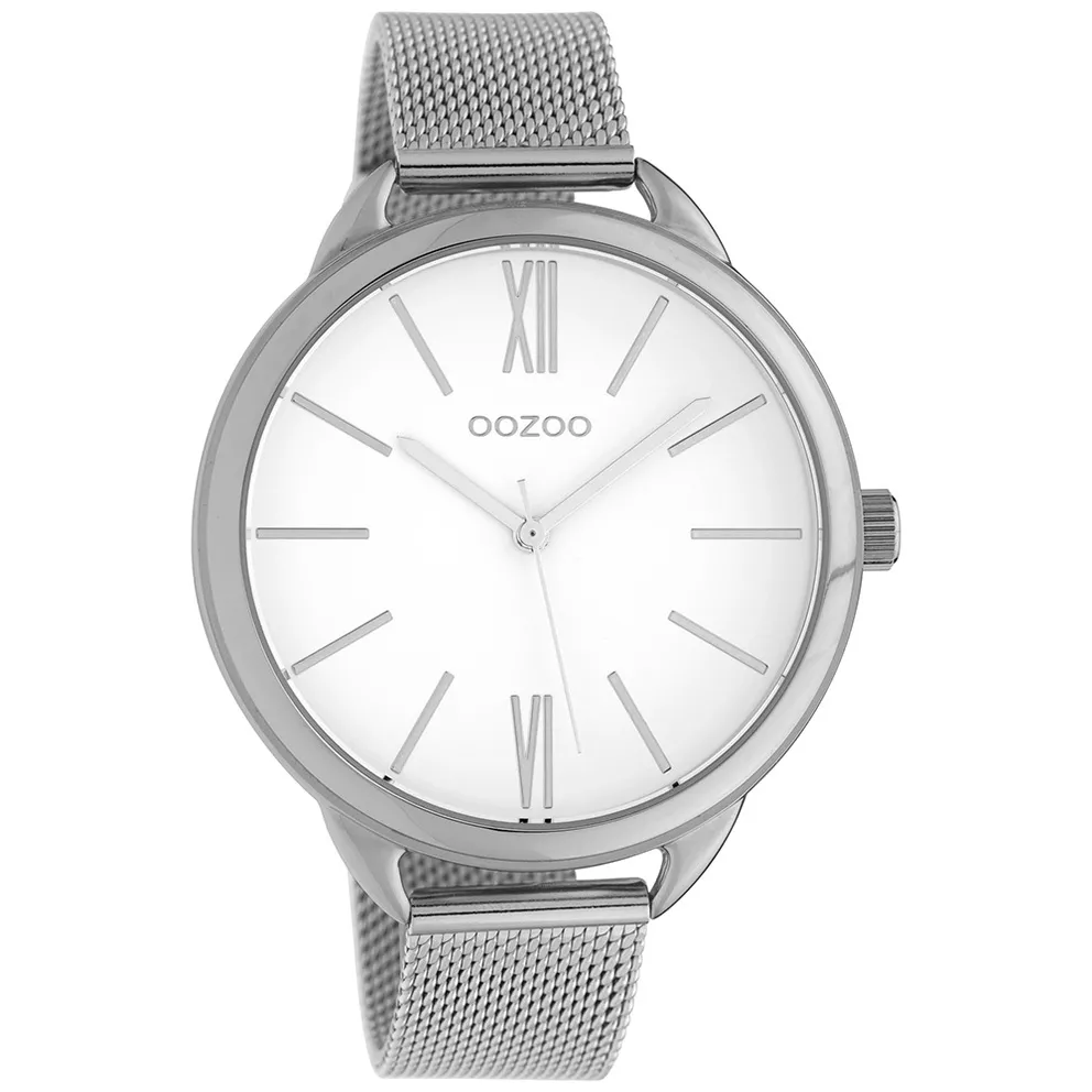 OOZOO C10134 Horloge Timepieces staal zilverkleurig-wit 44 mm