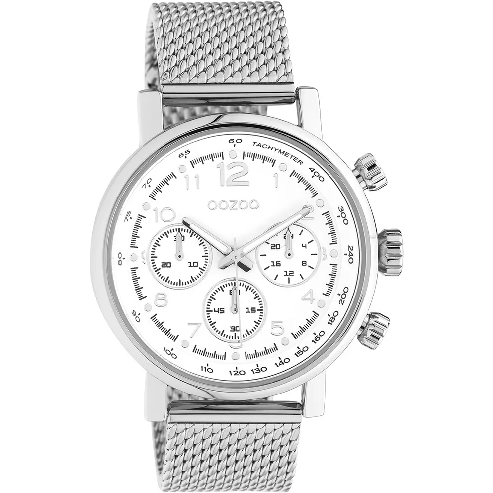 OOZOO C10900 Horloge Timepieces staal zilverkleurig-wit 42 mm