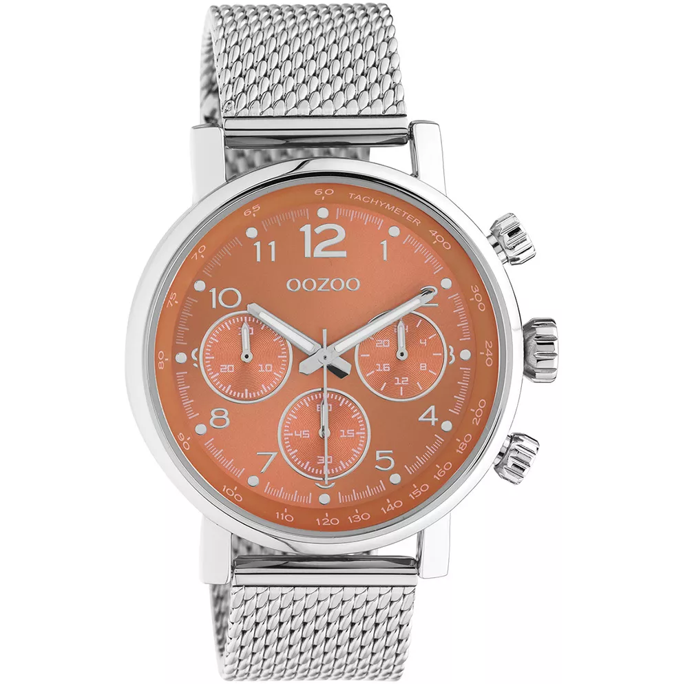 OOZOO C10903 Horloge Timepieces staal zilverkleurig-rood 42 mm