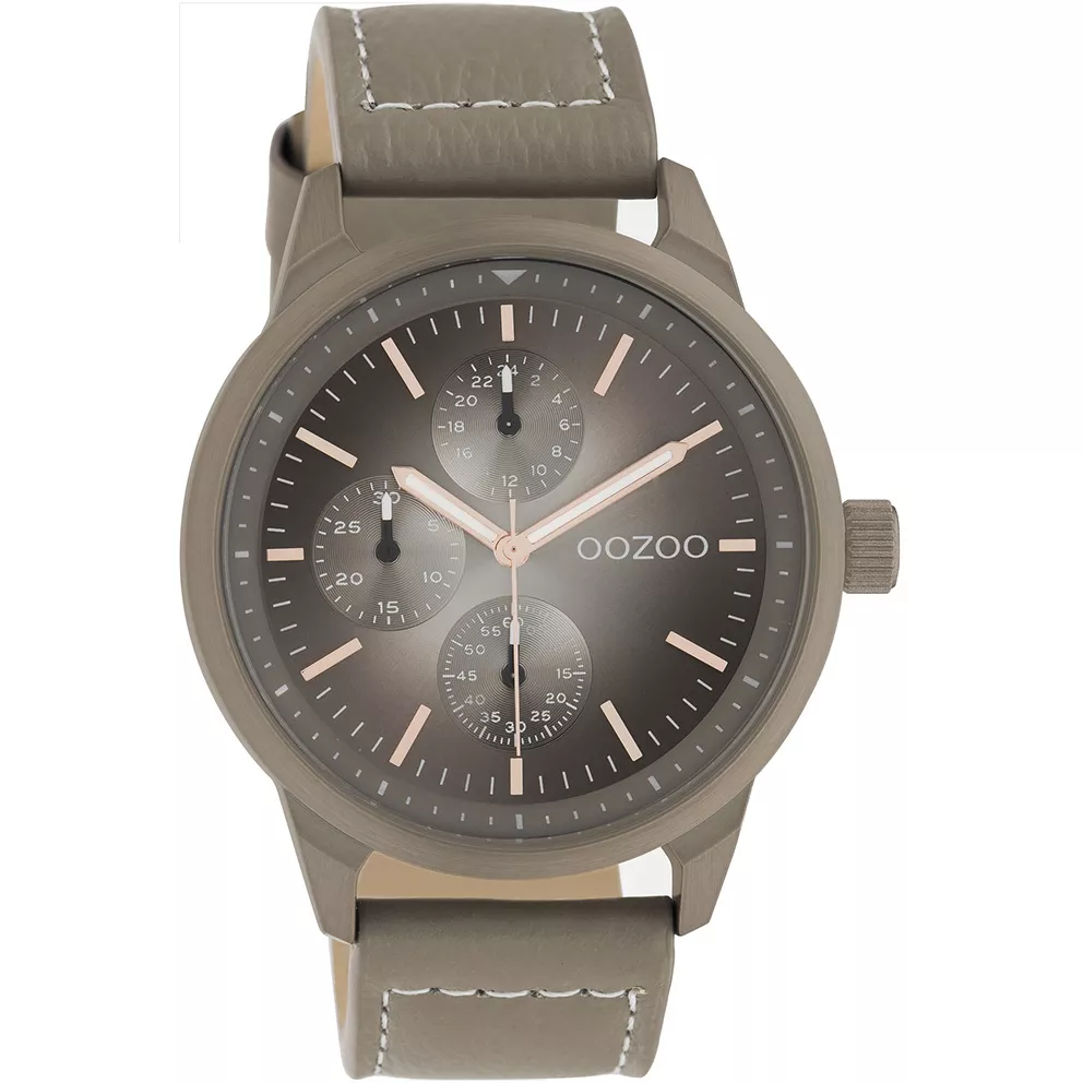 OOZOO C10907 Horloge Timepieces staal-leder taupekleurig 45 mm