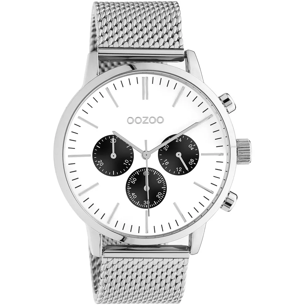 OOZOO C10910 Horloge Timepieces staal zilverkleurig-wit 45 mm