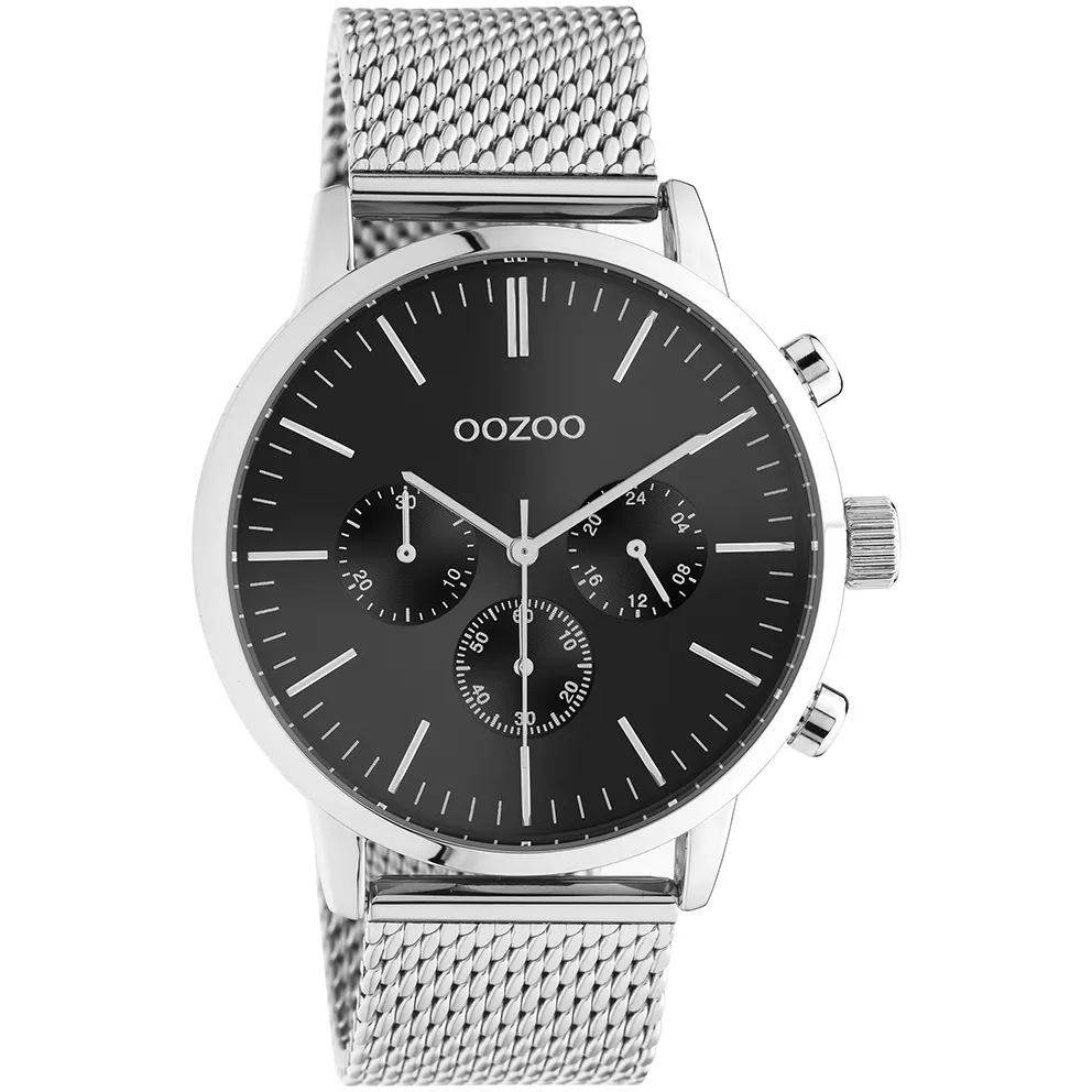 OOZOO C10913 Horloge Timepieces staal zilverkleurig-zwart 45 mm