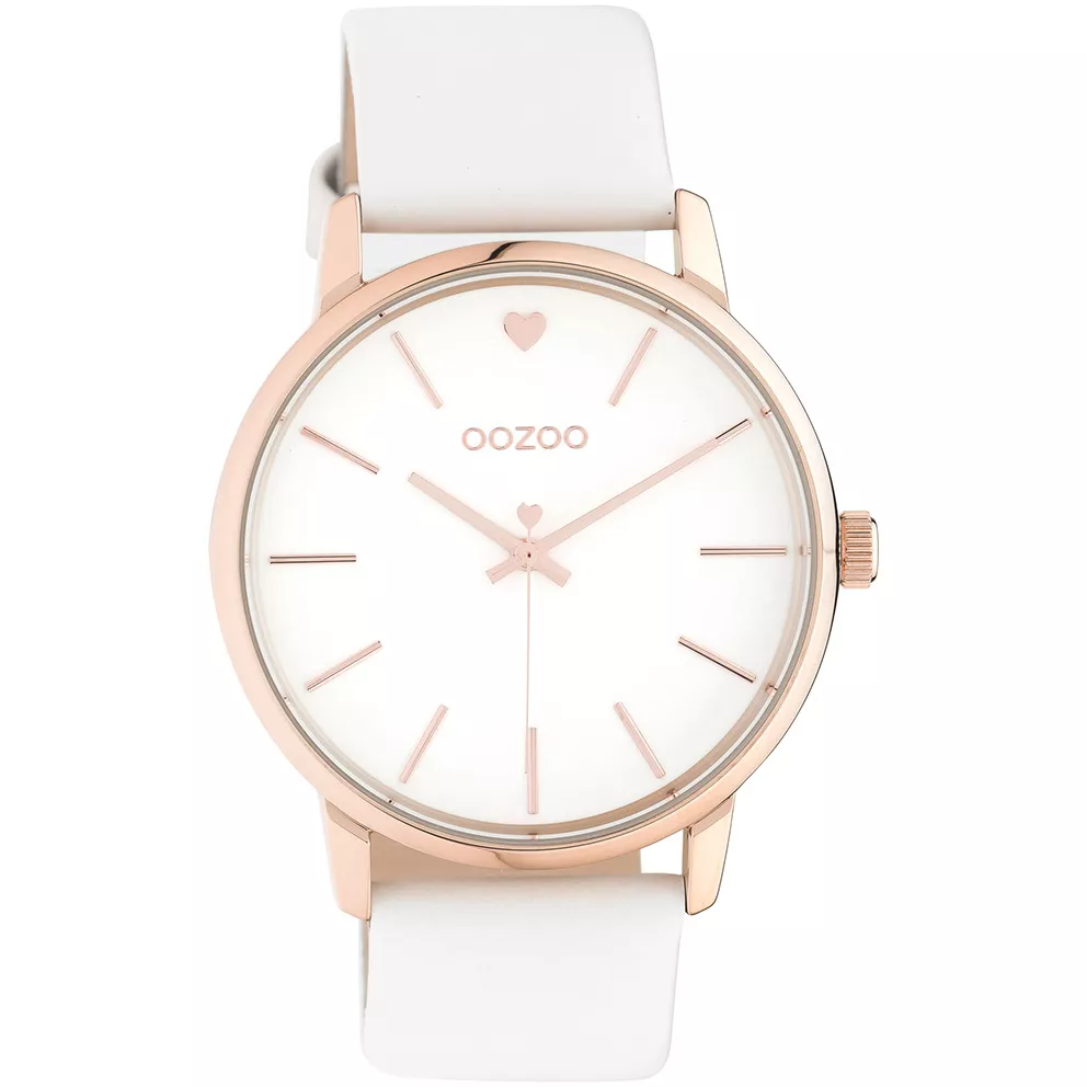 OOZOO C10925 Horloge Timepieces staal-leder rosekleurig-wit 40 mm