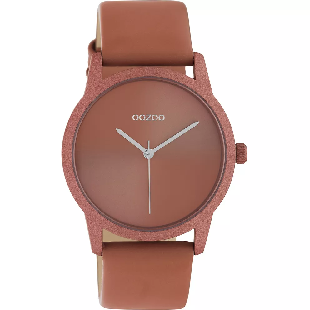 OOZOO C10947 Horloge Timepieces staal-leder abrikoos-brandy 38 mm 