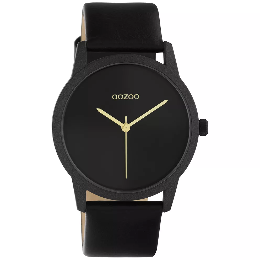 OOZOO C10949 Horloge Timepieces staal-leder zwart 38 mm 