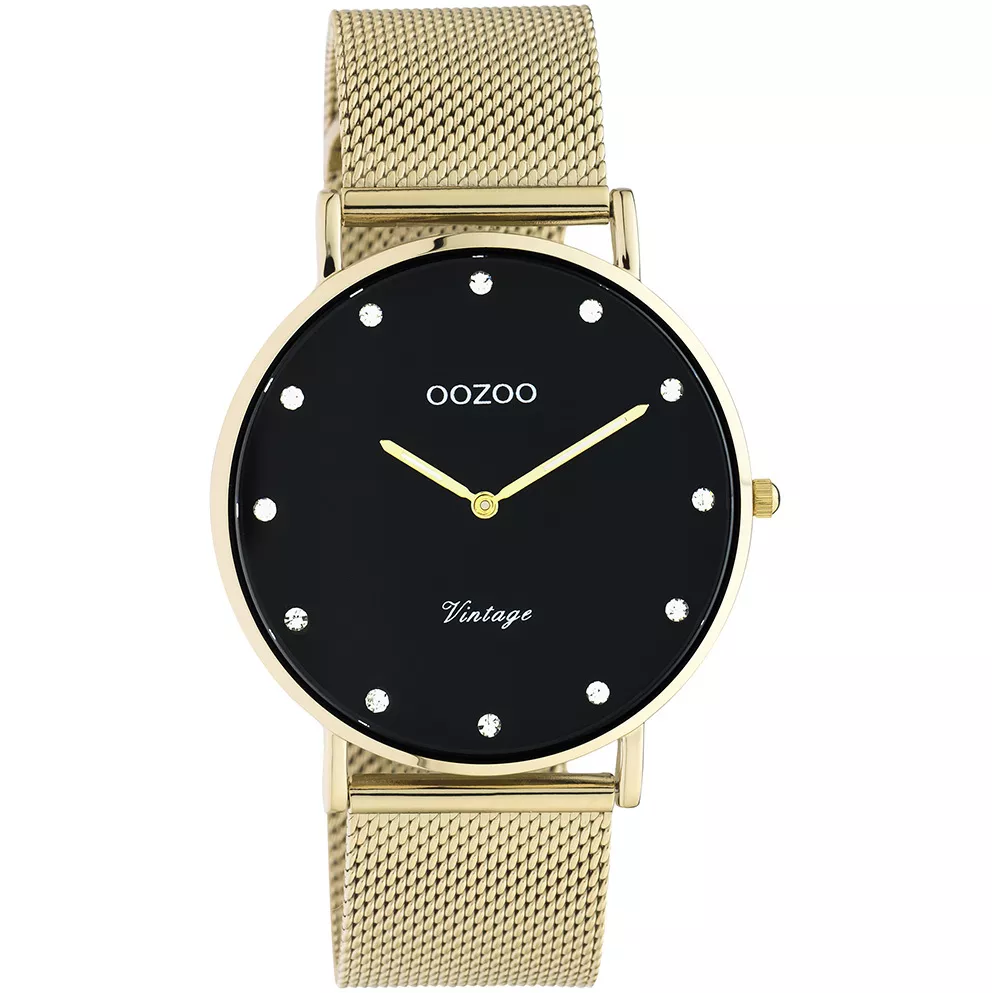 OOZOO C20237 Horloge Vintage staal goudkleurig-zwart 40 mm
