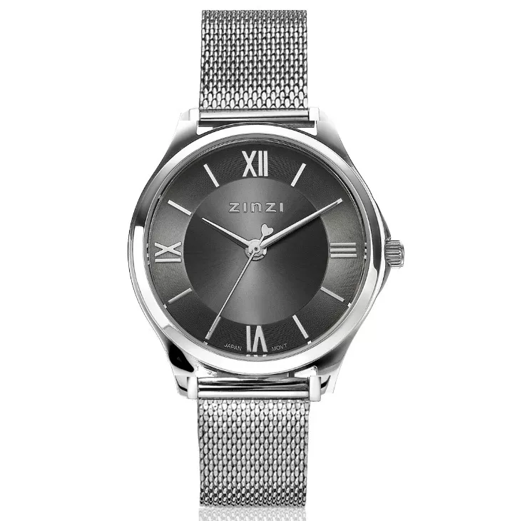 Zinzi ZIW1224M Horloge Classy Mini Mesh staal zilverkleurig-grijs 30 mm + gratis armband