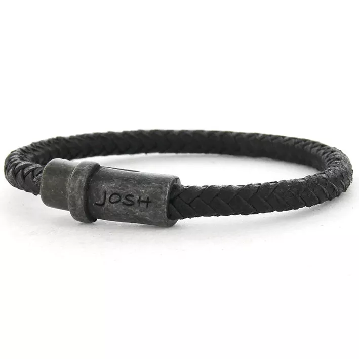 JOSH 09271-BRA-VB-BL Armband Vintage Black leder zwart
