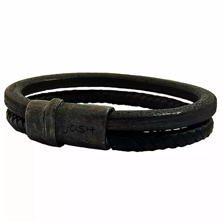 JOSH 09267-BRA-VB-BL Armband Vintage Black leder zwart