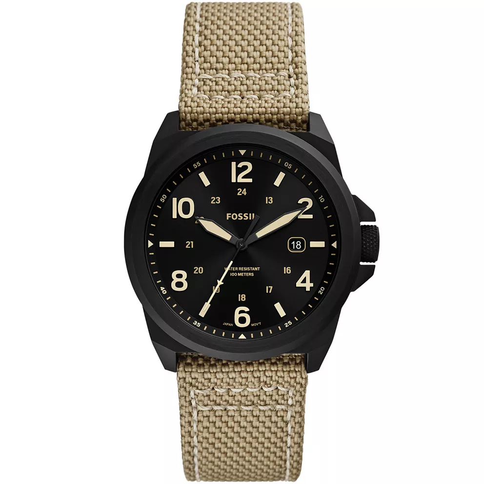 Fossil FS5917 Horloge Bronson staal-nylon zwart-bruin 40 mm