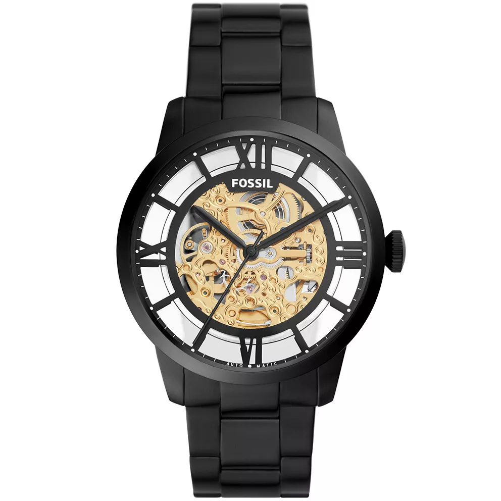 Fossil ME3197 Horloge Townsman Automatic staal zwart 44 mm