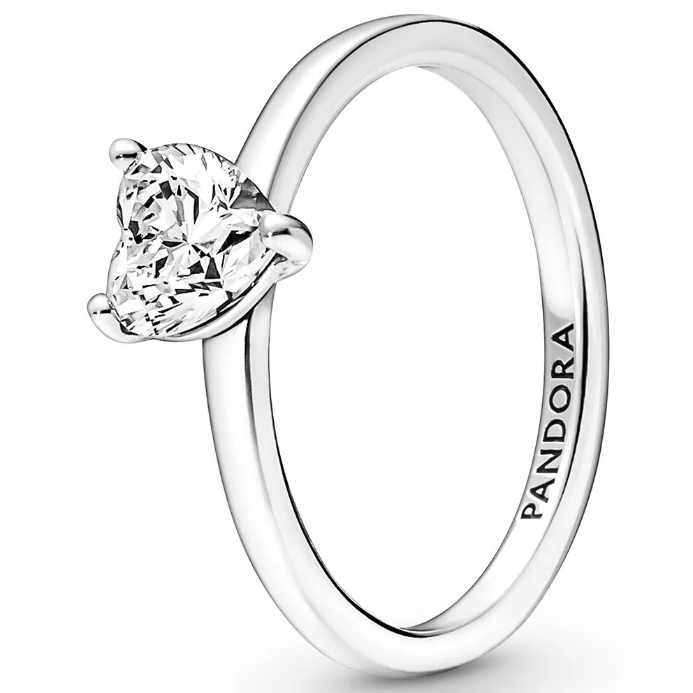 Pandora 191165C01 Ring Sparkling Heart Solitaire zilver-zirconia wit