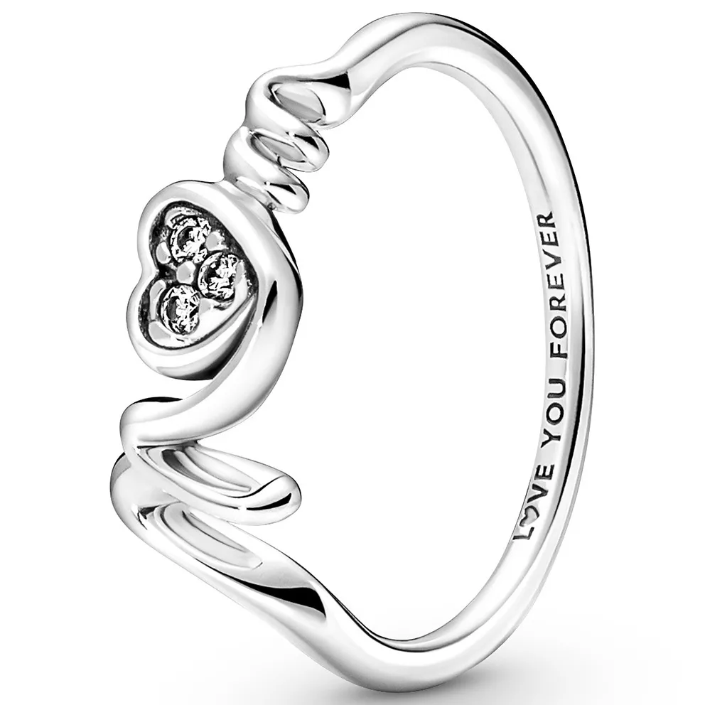 Pandora 191149C01 Ring Mom Pavé Heart zilver-zirconia wit