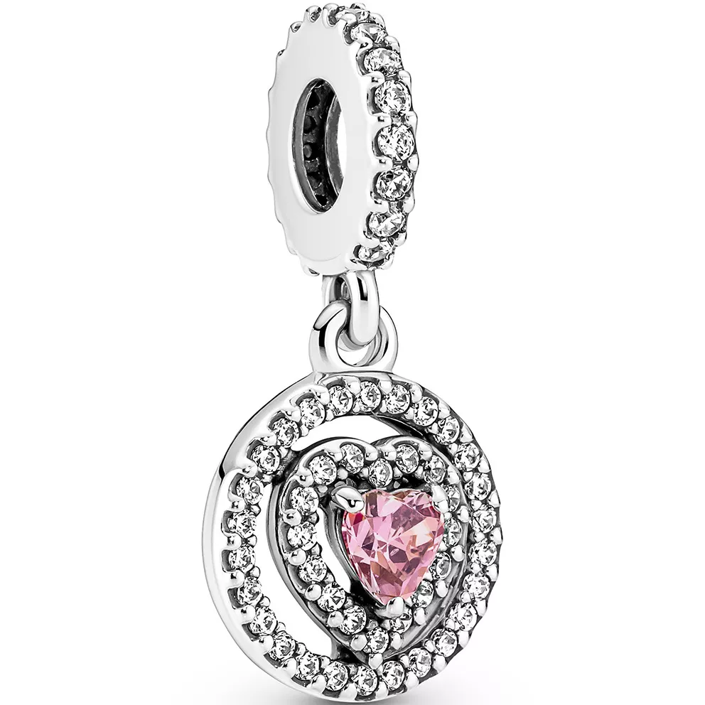 Pandora 791476C01 Hangbedel Sparkling Double Halo Heart zilver-zirconia roze-wit