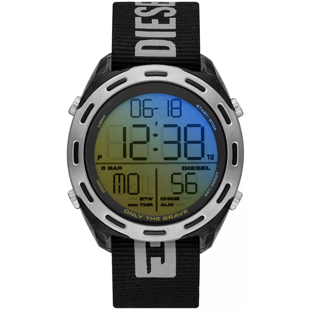 Diesel DZ1984 Horloge Crusher siliconen-nylon zwart 46 mm