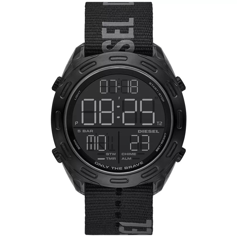 Diesel DZ1985 Horloge Crusher siliconen-nylon zwart 46 mm